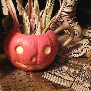 🎃Vintage Pumpkin Hand Painted Candle Holder🎃